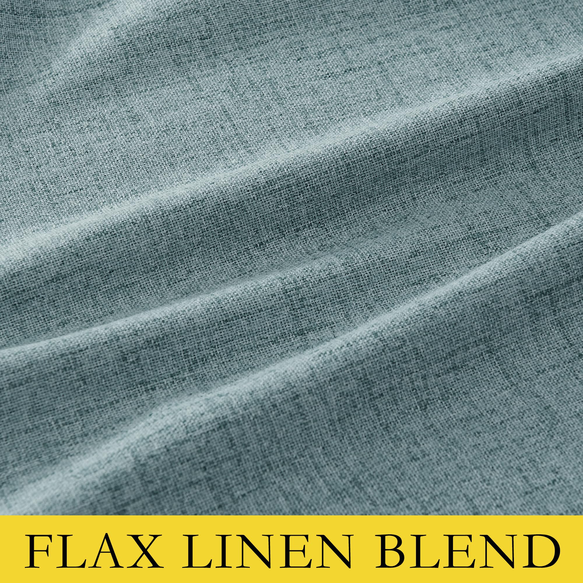NICETOWN 100% Absolutely Blackout Linen Curtains with Thermal Insulated White Liner, Skylark Blue, 52 inches Wide, 95 inches Length Energy Saving Curtains for Living Room 2 Panels Set, Vertical Blinds