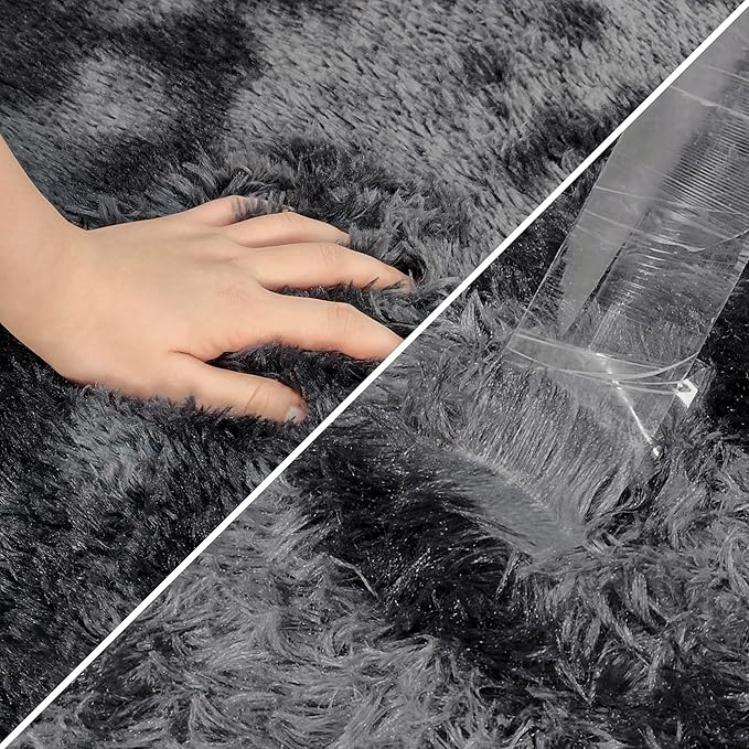 Small Tie-Dyed Area Rug for Bedroom 3x5 Mini Black Grey Fluffy Rug Mat Bedside Throw Rug for Kids Room Boys Teens Nursery Baby Dorm Living Room Home Decor Aesthetic Carpets