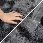 JiaoBaba Tie-Dyed Runner Rug for Bedroom Black Grey 2x5ft Fluffy Area Rug Bedside Runner Rug for Kids Room Boys Teens Nursery Baby Living Room Dorm Home Decor Carpets