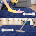 Tepook Super Soft Fluffy Rug for Bedroom, Modern Shaggy Fuzzy Kids Rugs for Living Room, Plush Indoor Nursery Home Decor Dorm Carpet with Non-Slip Bottom, Light Navy, 4 X 6 Feet