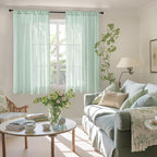 BGment Sage Green Linen Curtains 54 Inch Length for Short Window - Rod Pocket Drapes Light Filtering Sheer Textured for Bedroom Decorative Lightweight Natural Rustic, 2 Panels Set, 42 X 54 Inch