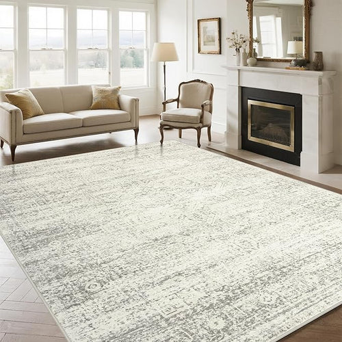 5x7 Washable Area Rugs for Living Room,Bedroom,Dining Room (Grey Cream)