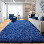 ONASAR Navy Area Rugs for Bedroom Living Room, 4x6 Blue Fluffy Indoor Bedside Floor Rug, Ultra Soft Plush Furry Fuzzy Shaggy Carpet for Nursery Kids Boys Teen Dorm Home Decor Aesthetic