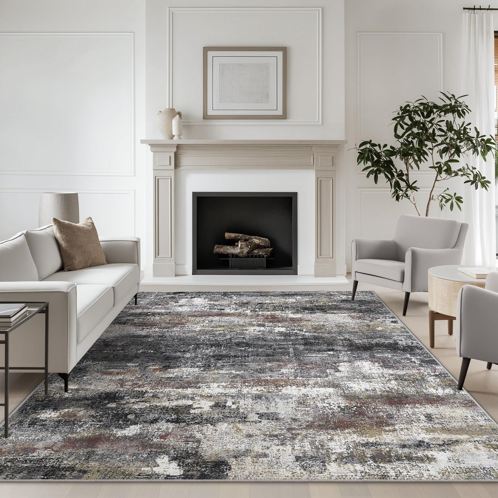BEIMO 2x3 Area Rugs for Entryway, Dark Grey Washable Abstract Non Slip Rug