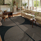 Lahome Enfys Modern Rainbow Easy Jute Rug, Washable Rugs 8x10 for Living Room Indoor Outdoor Patio Farmhouse Large Carpet, Contemporary Non Slip Black Carpet for Bedroom Backyard Office Decor