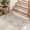 Restydon 2x4 Washable Rug Runner for Bathroom, Entryway Rug, Orange