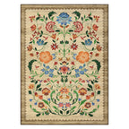 GarveeHome Washable Rug 4x6 Area Rugs for Living Room, Floral Rug for Bedroom, Soft Boho Non Slip Throw Rugs with Rubber Back, Low Pile Stain Resistant Vintage Floral Carpet for Dining Room, Beige