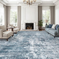 Soalmost 10x14 Area Rugs for Living Room Washable Rug Abstract Blue/Grey
