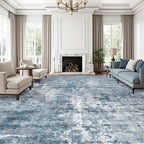 Soalmost 10x14 Area Rugs for Living Room Washable Rug Abstract Blue/Grey