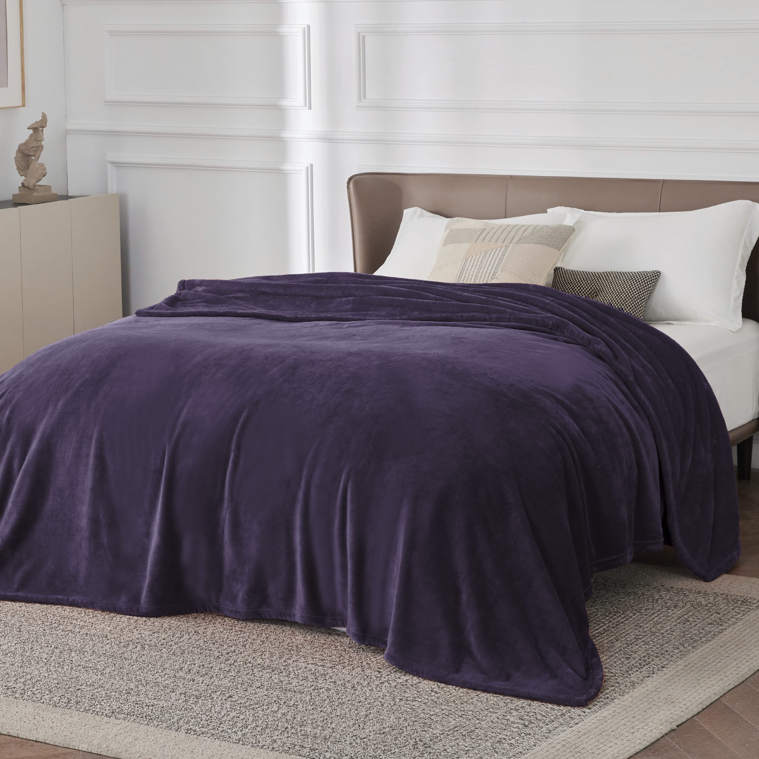 Bedsure GentleSoft Fleece Bed Blankets Large Size Purple - Soft Lightweight Fuzzy Cozy Luxury Oversized King Blanket Microfiber, Room Home Decor Gifts for Women and Men, 120x120 inches