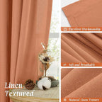 LAMIT Terracotta Linen Boho Curtains 84 inch Length 2 Panels, Light Filtering Burnt Orange Drapes Rod Pocket Western Rustic Panels for Bedroom/Living Room, 52 x 84 Inch
