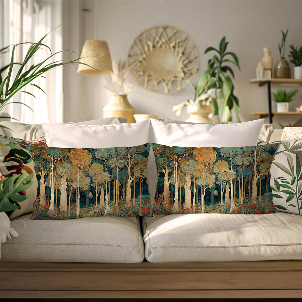 BUJSP Rustic William Morris Inspired Forest Green Pillow Covers 12x20 Set of 2,Vintage Botanical Nature Landscape Decorative Throw Pillow Covers for Home Bedroom Living Room