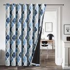 Beauoop Moroccan 100% Blackout Sliding Door Curtains Blue Grey 100x84 1 Set