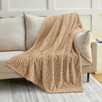 EXQ Home Fleece Blanket Twin Size for Couch or Bed - 3D Imitation Turtle Shell Jacquard Decorative Blankets - Cozy Soft Lightweight Fuzzy Flannel Blanket Suitable for All Seasons(60"×80",Brown)