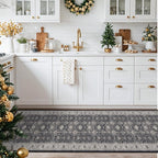 Hallway Washable Runner Rug - 2x10 Kitchen Rugs Entryway Rug Runner Vintage Soft Floor Mat Non Slip Indoor Farmhouse Carpet for Bathroom Living Room Bedroom(2 X 10, Black)