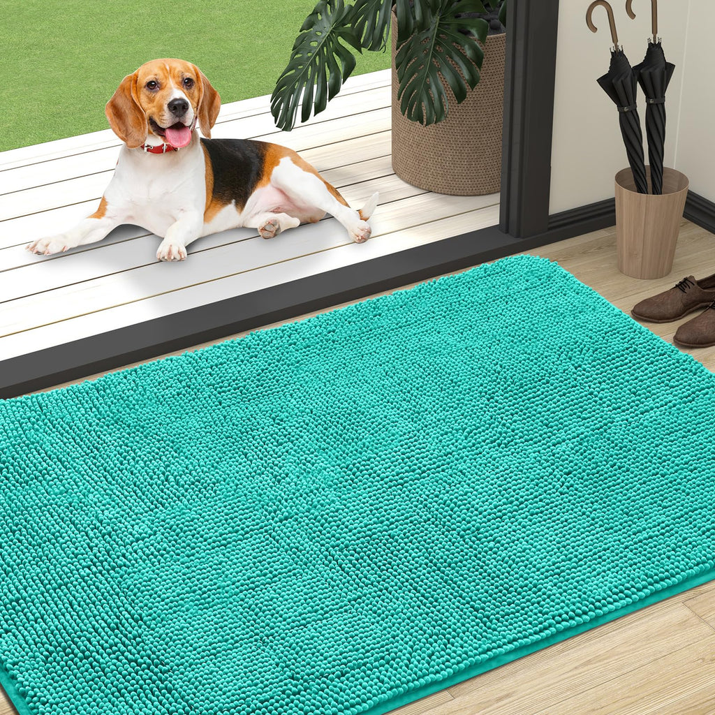 OLANLY Dog Door Mat for Muddy Paws 47x32, Super Absorbent Chenille Mud Mat