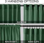Nanspring Green Boho Curtains for Bedroom Back Tab Rod Pocket Semi Sheer Linen Curtains 90 Inches Long 2 Panel Set Light Filtering Neutral Farmhouse Lightweight Drapes for Living Room 52x90