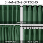 Green Semi Sheer Curtains 120 Inches Long 2 Panels Set Back Tab Loop Pocket Linen Blend Boho Large Window Curtain Extra Long Light Filtering Drapes High Ceiling Curtains for Living Room 52x120