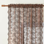 YJ YANJUN Vintage Lace Curtains 108 Inches Long-Victorian Floral Pattern Brown Sheer Curtain Panels for Living Room Tall Windows,Light Filtering, Rustic Farmhouse Neutral Decor 2 Panels 52W x 108L