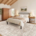Madane Living Room 10x14 Area Rugs, Washable Low Pile Non-Slip Stain Resistant Extra Large Thin Rug, Vintage Soft Throw Carpet for Dining Room Bedroom Farmhouse Home Office Decor (10 x 14, Brown/Sand)