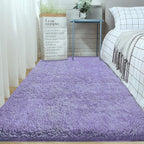 2x6 Runner Rug for Bedroom: Fluffy Shag Soft Washable Rugs Small Fuzzy Plush Indoor Carpet for Hallway Bedside Dorm Kids Girls Boys Room (Purple, 2'x6')