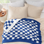 Bedsure GentleSoft Checkered Throw Blanket for Couch - Super Soft Cozy & Warm Knit Navy Blue Blankets, Breathable, Lightweight & Fluffy Plaid Blanket for Bed, Sofa, Gifts for Women Men, 50x60 Inches