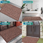 Bulijojo Sturdy Front Entrance Doormats,Durable Heavy Duty Welcome Mat,Thick Absorbent Natural Rubber Non Slip Mat,Easy Clean Entryway Mat Leaves Brown, 47" x 32"