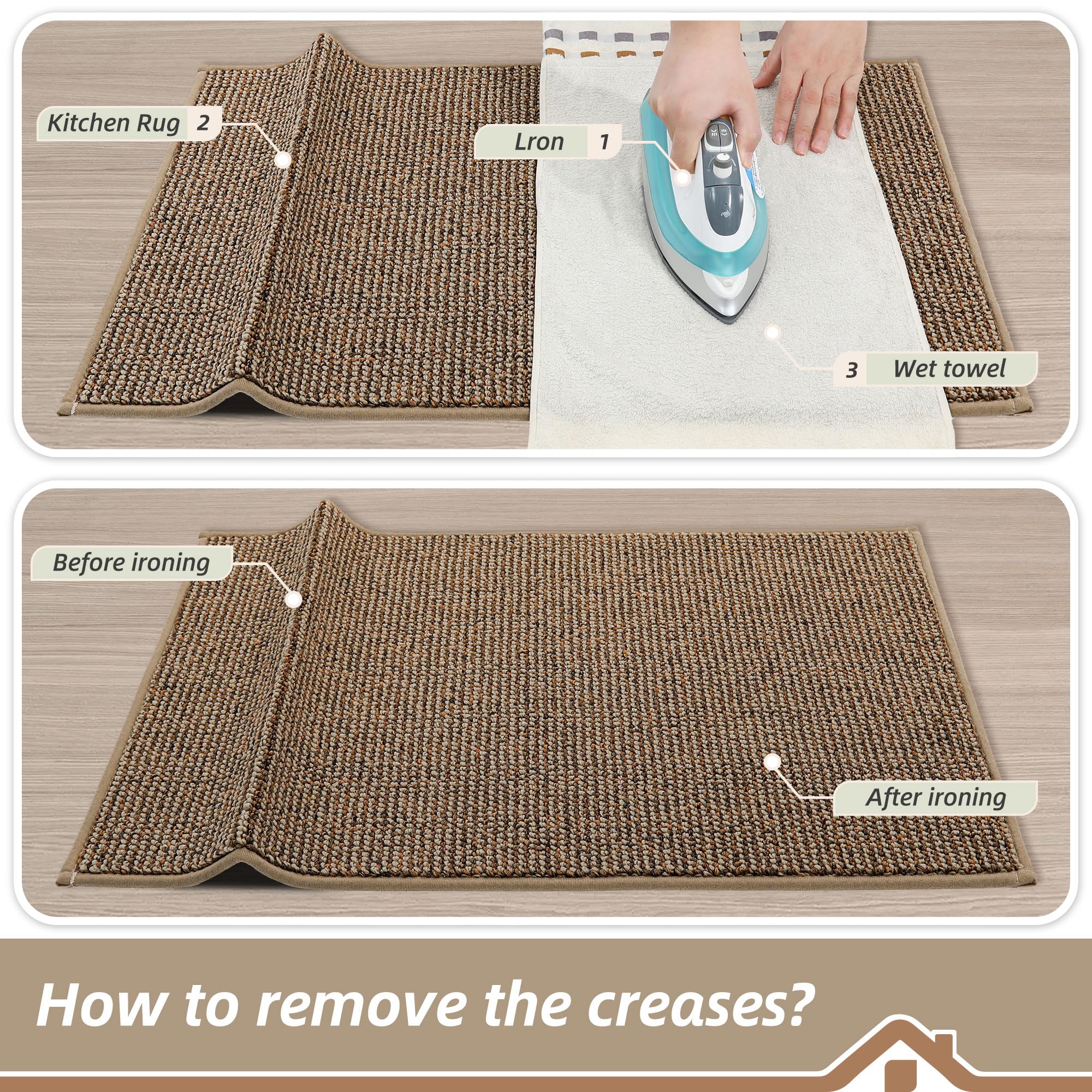BEQHAUSE Kitchen Rugs 32"x48", Non-Slip Kitchen Mats for Floor, Taupe