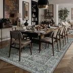 WondRg 6x9 Washable Area Rug for Living Room Bedroom Vintage Black Grey Carpet Soft Low Pile Traditional Retro Non Slip Throw Rug for Dining Room Entryway Indoor Dorm Kitchen