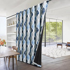 Beauoop Moroccan 100% Blackout Sliding Door Curtains Blue Grey 100x84 1 Set