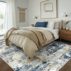 BEIMO 5x7 Area Rugs for Bedroom, Navy Beige Washable Abstract Non Slip Rug
