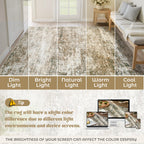 XLUEZ 5x7 Area Rugs for Living Room, Washable Modern Abstract Large Area Rug Neutral Soft Non Slip Kids Rug Stain Resistant Indoor Carpet for Bedroom Nursery Dining Room Playroom(Brown, 5'x7')