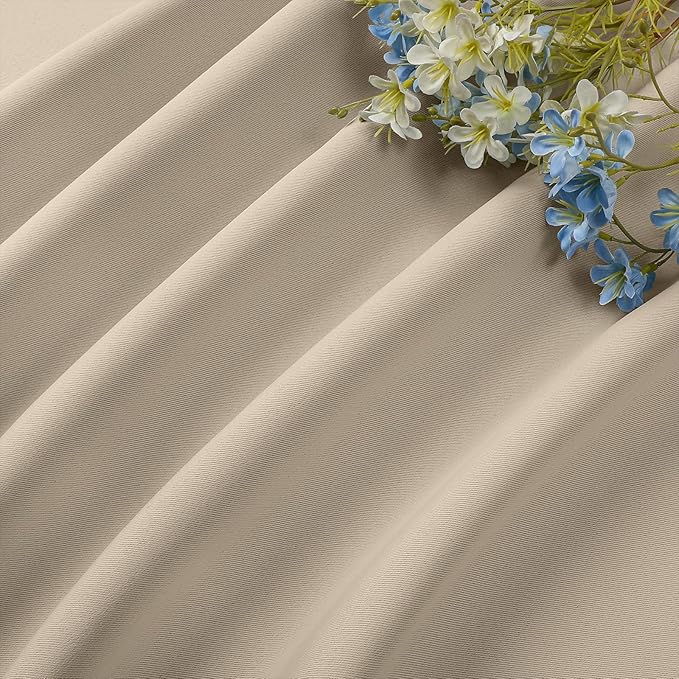 CUCRAF Light Beige Blackout Curtains 84 inch Length 2 Panels Set, Rod Pocket Room Darkening Drapes for Bedroom Living Room, Insulated Thermal Light Blocking Window Curtain (W52 x L84 Inch)
