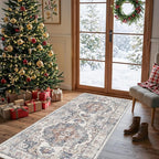 Hallway Washable Runner Rug - 2x6 Kitchen Rugs Entryway Rug Runner Vintage Soft Floor Mat Non Slip Indoor Farmhouse Carpet for Bathroom Living Room Bedroom (2 X 6, Brick)