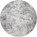 UERMEI 5ft Round Area Rug Living Room Rugs - 5x5 Washable Neutral Modern Abstract Soft Thin Rug Indoor Floor No Slip Rug Carpet for Bedroom Under Dining Table Home Office Decor - Grey