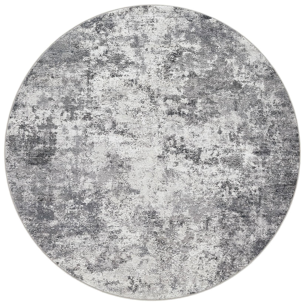 UERMEI 10ft Round Area Rug Living Room Rugs - 10x10 Washable Large Neutral Modern Abstract Soft Thin Rug Indoor Floor No Slip Rug Carpet for Bedroom Under Dining Table Home Office Decor - Grey