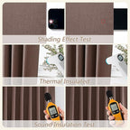 Guken 100% Blackout Curtains 90 Inch Length 2 Panels Set for Living Room Bedroom Back Tab Thermal Insulated Black Out Linen Drapes Room Darkening Cappuccino,52x90