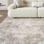 UERMEI Square Area Rugs : Washable 8x8 Neutral Modern Abstract Carpet for Living Room Bedroom - Soft Floor Mat with Non Slip Backing for Kitchen Nursery Dorms Farmhouse Home Decor - Brown Grey