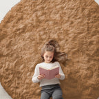 OLANLY Khaki Round Rugs for Bedroom - Machine Washable, 7 ft Circle Area Rugs for Living Room, Soft and Fluffy Shaggy Carpet for Teen Girl and Boys, Nursery Rooms, Dorms, Home Decor Aesthetic