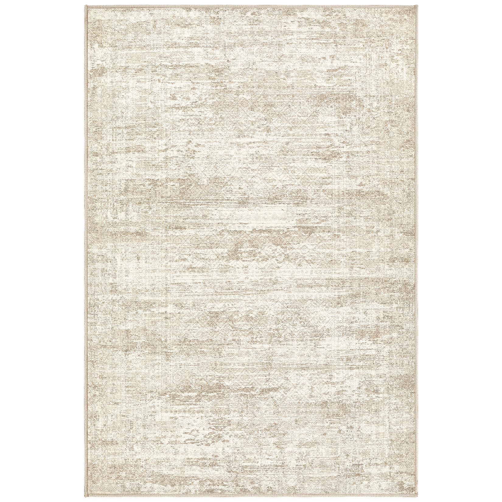 UERMEI 2x3 Entryway Area Rug: Washable Neutral Modern Abstract Small Rug - Non-Slip Low Pile Throw Indoor Carpet for Entrance Kitchen Front Door Mat Bathroom Entry Kids Room - Dark Brown - Beige/Brown
