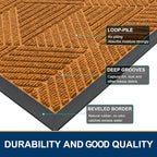 Smiry Front Door Mat Outside Entrance, Heavy Duty Sturdy Natural Rubber Doormat, Trap Dirt and Moisture, Easy Clean Low Profile Mats for Indoor Outdoor Entry, Irregular Triangle (29.5x17, Amber)