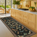 2x6 Black Entryway Runner Rugs Washable Non Slip Runners for Hallway, Kitchen, Mudroom, Laundry Room, Stain Resistant Ultra Soft Non Skid, Nature Insect Fantasy Whimsical Indoor Decor