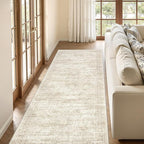 3x6 Runner Rug Non Slip, Thin Entryway Washable Rug for Entryway, Runners for Hallways, Low Pile Vintage Abstract Soft Rugs for Living Room, Kitchen, Bedroom(3'x6', Beige/Ivory)