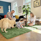 OLANLY 2x8 Machine Washable Runner Rugs for Hallway, Soft Fluffy Shaggy Bedside Rugs for Bedroom, Living Room, Indoor Floor Carpet for Kids Girls and Boys, Home Decor Aesthetic, Green