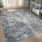 5x8 Area Rugs for Living Room Rug Washable: Abstract Rug for Dining Room Bedroom Carpet Non Slip 5 by 8 Indoor Modern Nursery Home Office Black Grey