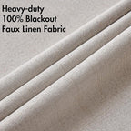 MIULEE 100% Blackout Linen Curtains for Bedroom 52x92 Inches Ivory