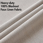 MIULEE 100% Blackout Linen Curtains for Bedroom 52x92 Inches Ivory