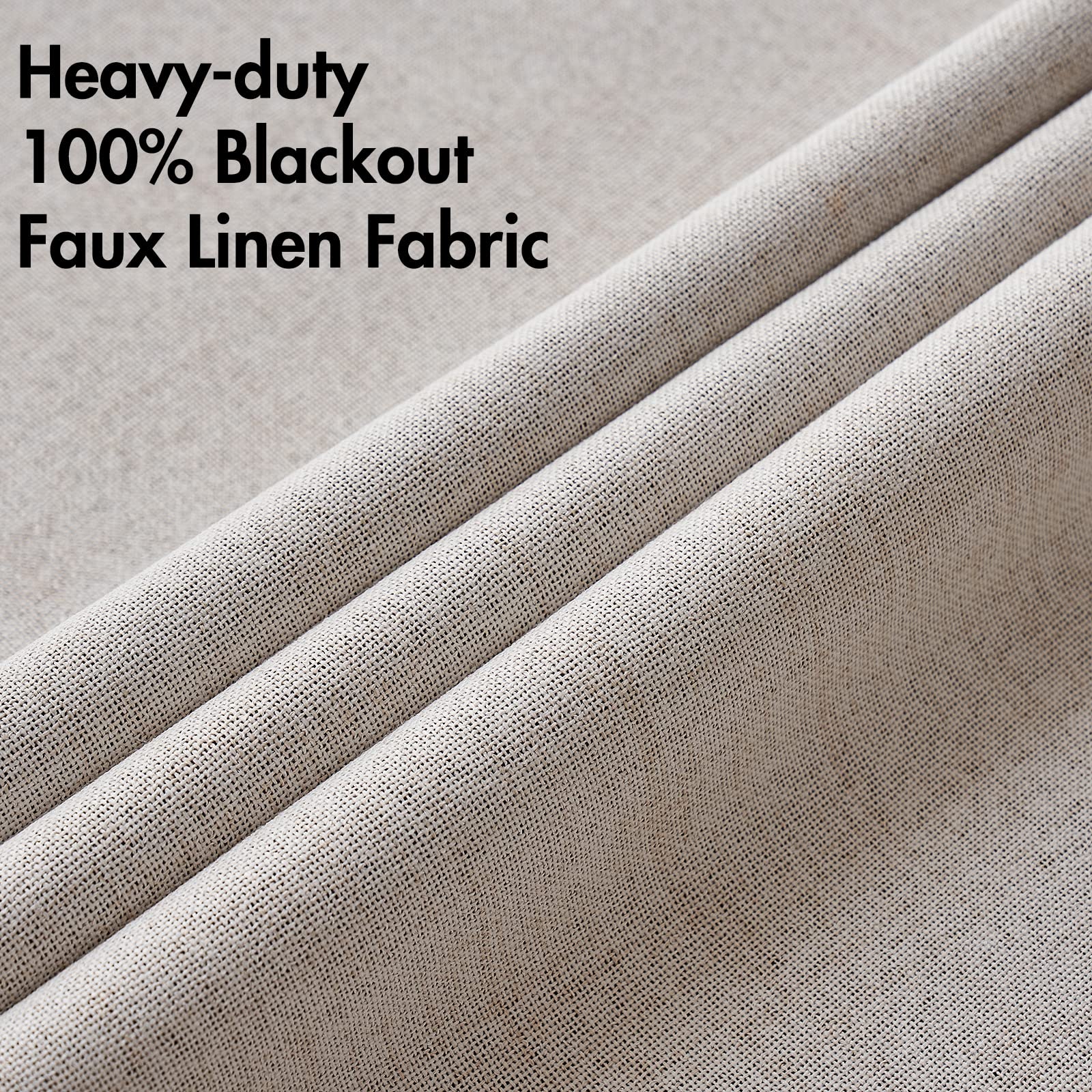 MIULEE 100% Blackout Linen Curtains for Bedroom 52x92 Inches Ivory