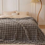 COOVA Faux Fur Throw Blanket for Couch, Cozy Soft and Fuzzy Plush Rabbit Fur Bubble Blanket for Sofa Bedroom Living Room, 50x60 Inches Grey