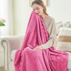 BEDELITE 3D Ribbed Jacquard Hot Pink King Size Blanket for Bed, 108x90 Inch
